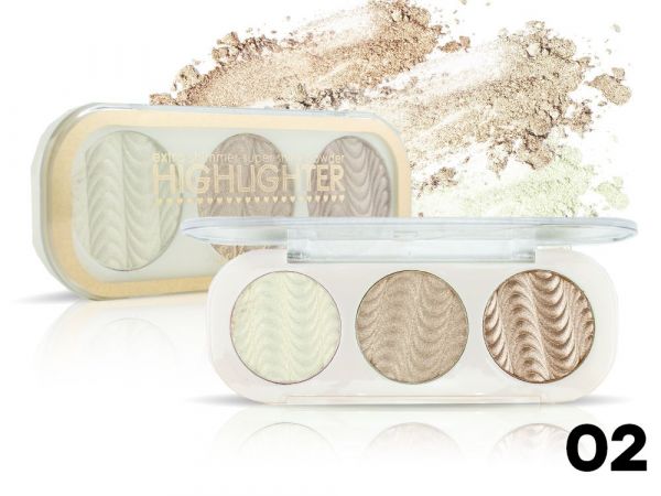 SeVen Cool Extra Shimmer Highlighter, 3 colors, tone 02
